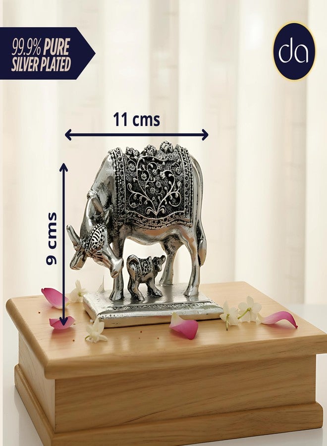Dev Aastha 999 Pure Silver Plated Kamdhenu Cow Idol | 4 Inch Vastu Home Decor | Symbol of Prosperity & Abundance | Auspicious Religious Gift for Pooja Room & Mandir - Image 2
